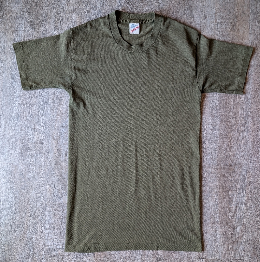 80's Duke Athletics Products Army Green Single Stitch Blank Unisex Small Vintage